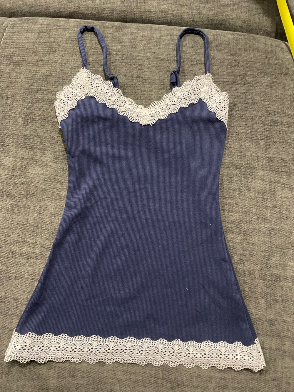 Heart Hips Navy Lace-Trim Ribbed Cami